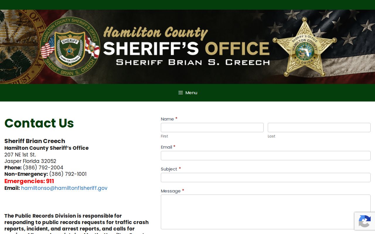 Hamilton County Sheriff public records form