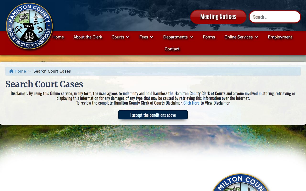 Hamilton County Clerk court case lookup gateway