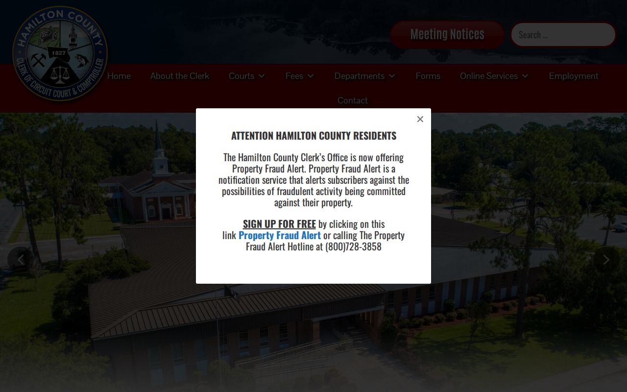 Hamilton County Clerk court records home page