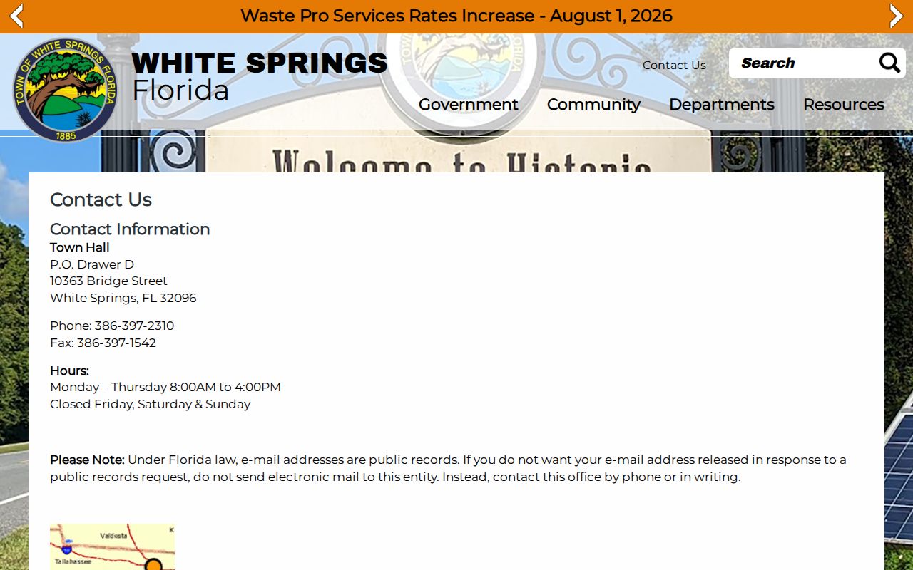 White Springs public documents request for town records
