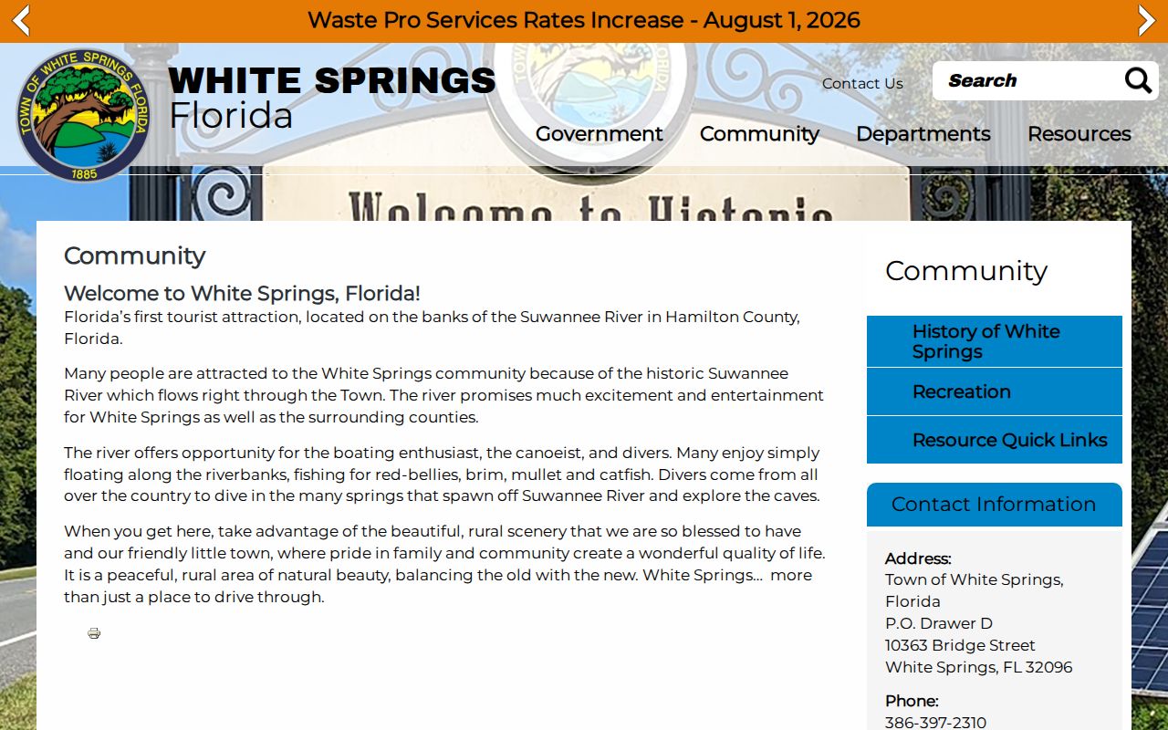 White Springs community history supporting local public records context